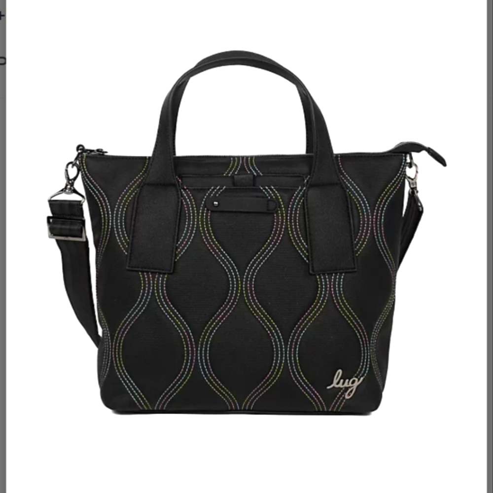 QVC Lux Matte Luxe Tote W/ Crossbody Strap Black with IcePop